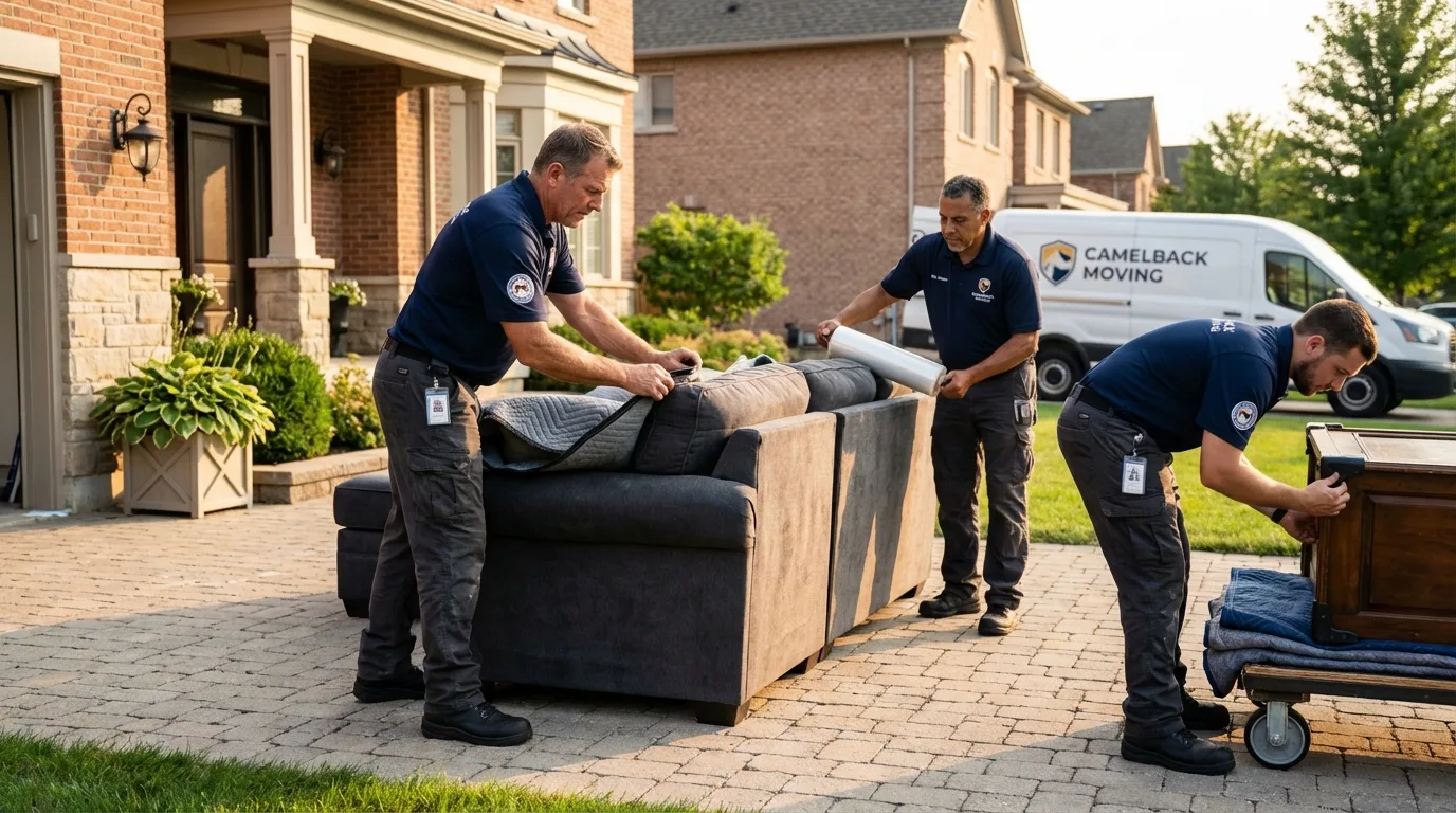 Large estate moving crew wrapping furniture in Farmersburg, IN