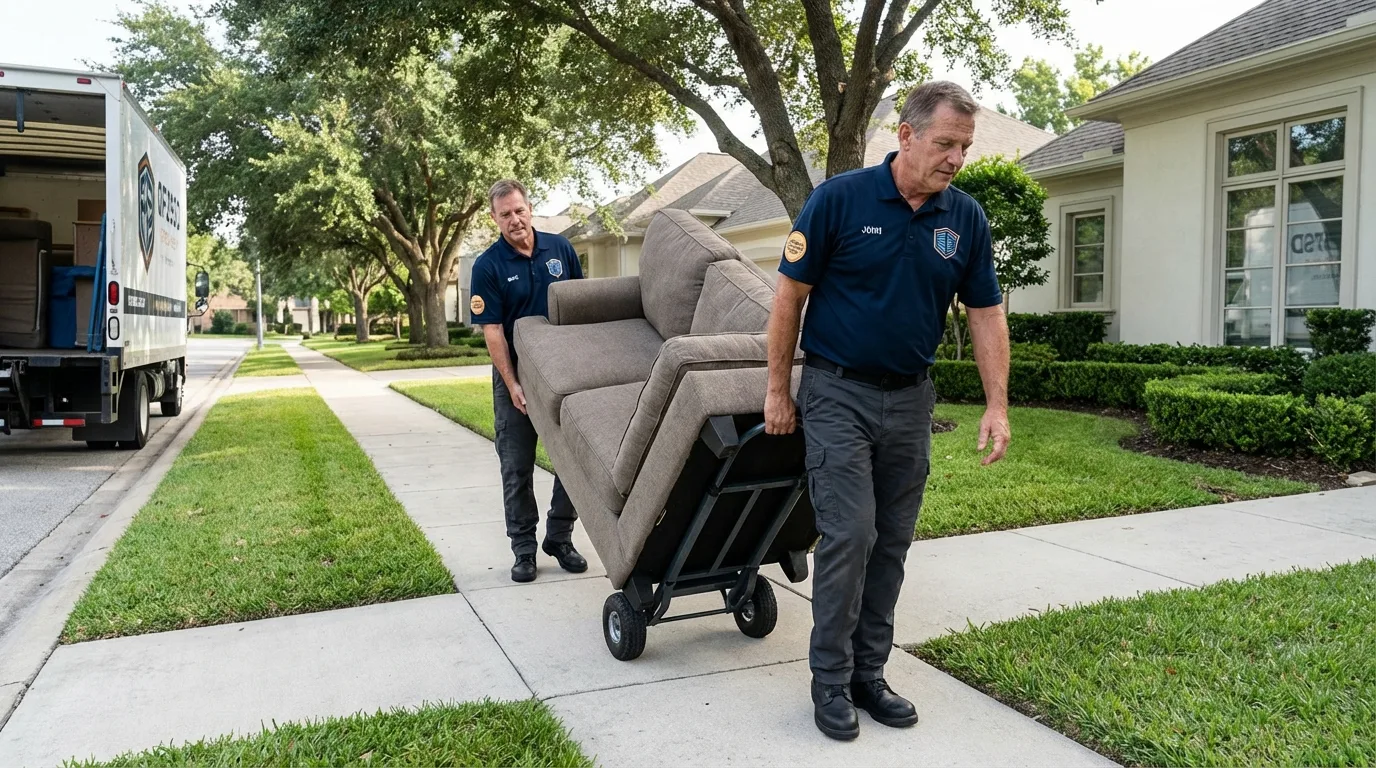 Local residential moving crew loading furniture in Farmersburg, IN